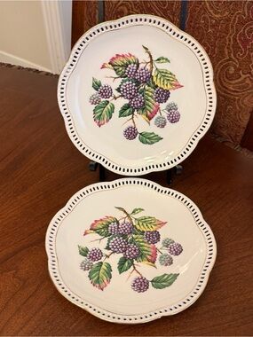 2 Vintage Schumann Arzberg Germany #76 Porcelain Reticulated Berries Plates
